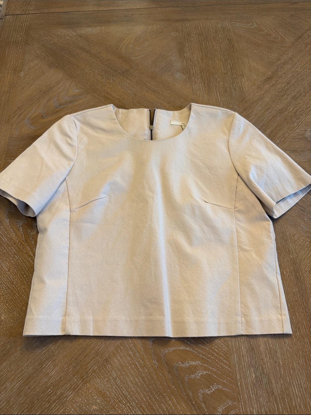 OAK + FORT Neutral Boxy Short Sleeve Top in Beige